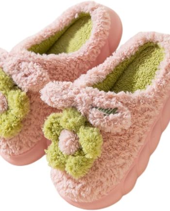 Women's Slippers Adult Warm Plush Flowers Indoor Non-slip Home Thick Bottom Winter Men's Cotton