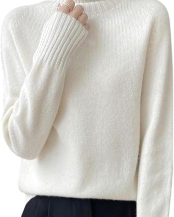 100% Merino Wool Sweaters for Women's Fall Winter Knitted Thick Pullover Long Sleeves Warm Turtleneck Simple(WQ708)