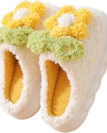 Women's Slippers Adult Warm Plush Flowers Indoor Non-slip Home Thick Bottom Winter Men's Cotton