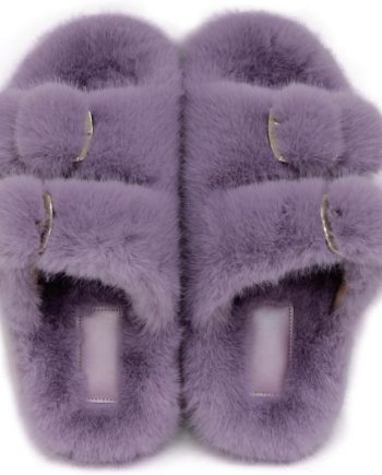 Fuzzy Slippers for Women House Shoes Winter Warm Adjustable Double Straps Fluffy Faux Fur Open Toe Pink Slippers Indoor and Outdoor Women's Slippers