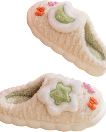 Cute Women's Star Plush Slippers - Warm Indoor & Outdoor Slippers