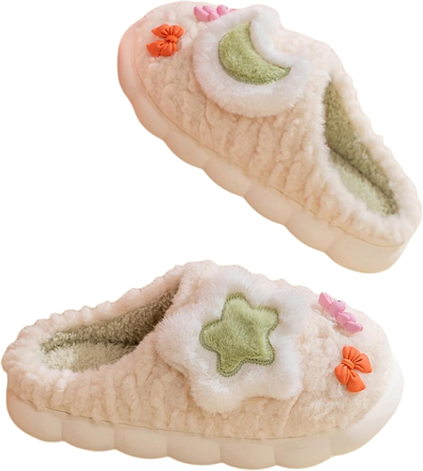 Cute Women's Star Plush Slippers - Warm Indoor & Outdoor Slippers