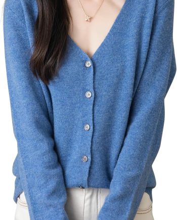 Women's 100% Merino Wool Cardigan 2025 Fall Winter Sexy V Neck Long Sleeve Lightweight Knit Cardigan Sweater