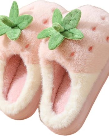 Strawberry fruit slippers for both men and women at home, plush anti slip and warm slippers