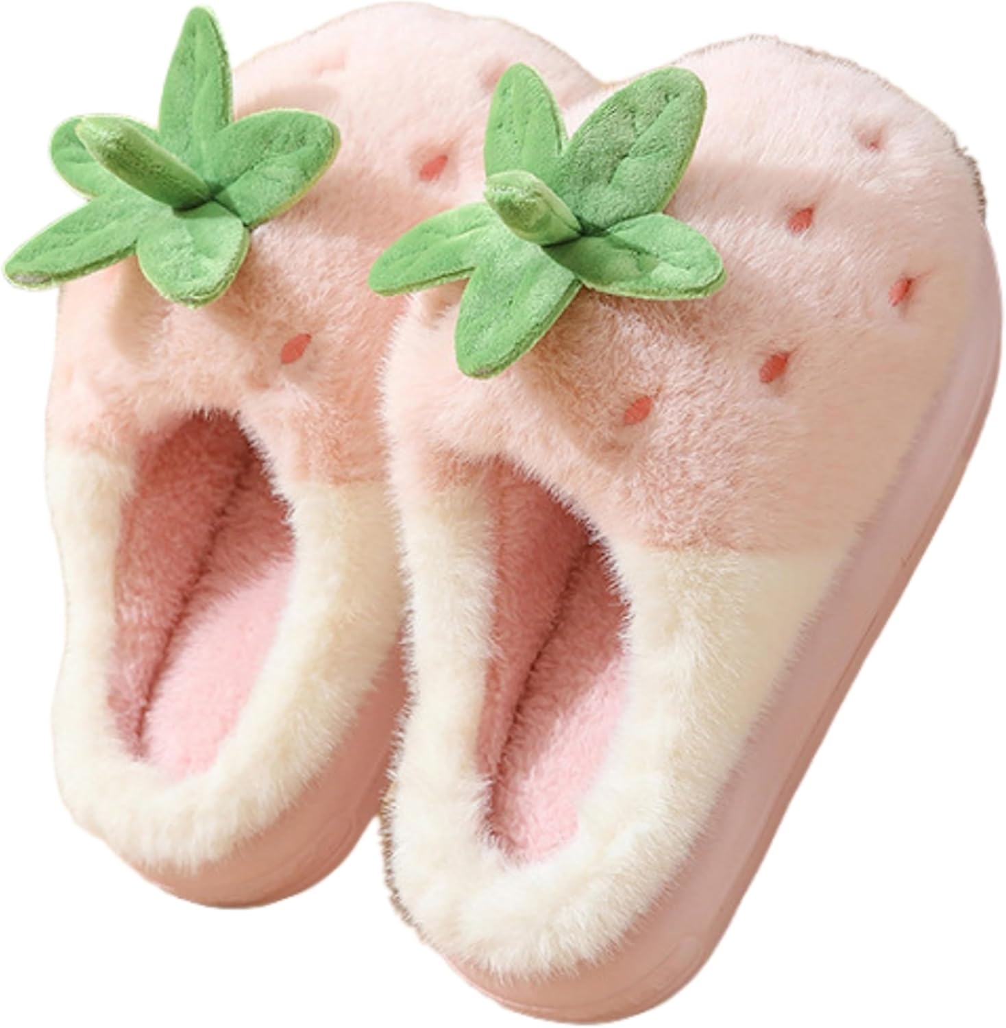 Strawberry fruit slippers for both men and women at home, plush anti slip and warm slippers