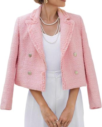 2025 Fall Women's Tweed Blazer Jacket - Fashion Warm Fully Lined Elegant Trendy Casual Cute Coat with Pockets