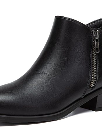 Women's Ankle Boots Chunky Low Heel Comfortable Short Boots Round Toe Dress Booties with Side Zipper