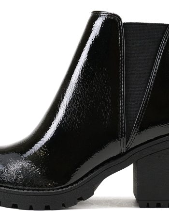 WOMEN LUG SOLE MID HEEL FASHION ANKLE BOOTIE W/DOUBLE ELASTIC GORE