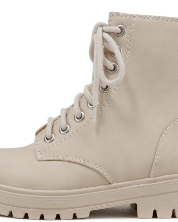 Lug Sole Combat Ankle Bootie Lace up w/Side Zipper