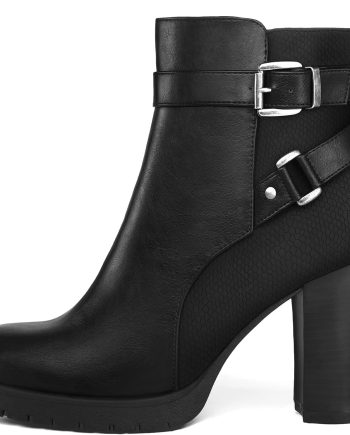 Women's Ankle Boots Chunky Stacked Heel Zipper Booties - Available in Wide Sizes