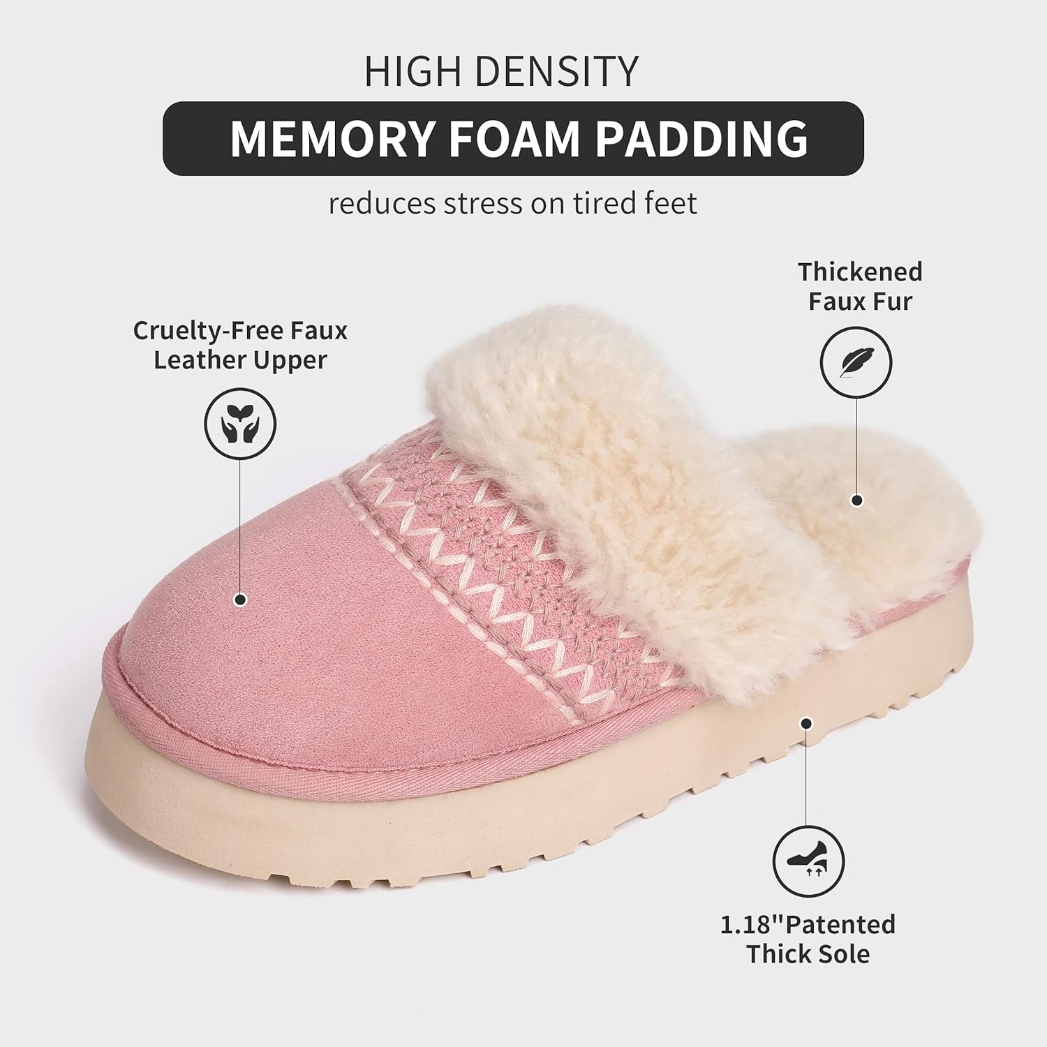 Slippers for Women, Winter House Slippers Indoor Outdoor, Fuzzy Platform Slippers Womens