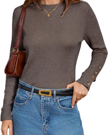 Women's Wool Blend Button-Cuff Fall Fashion Casual Sweaters